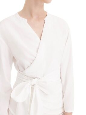 ✦ J. Crew Sara Wrap Long Sleeve Top | White | Large